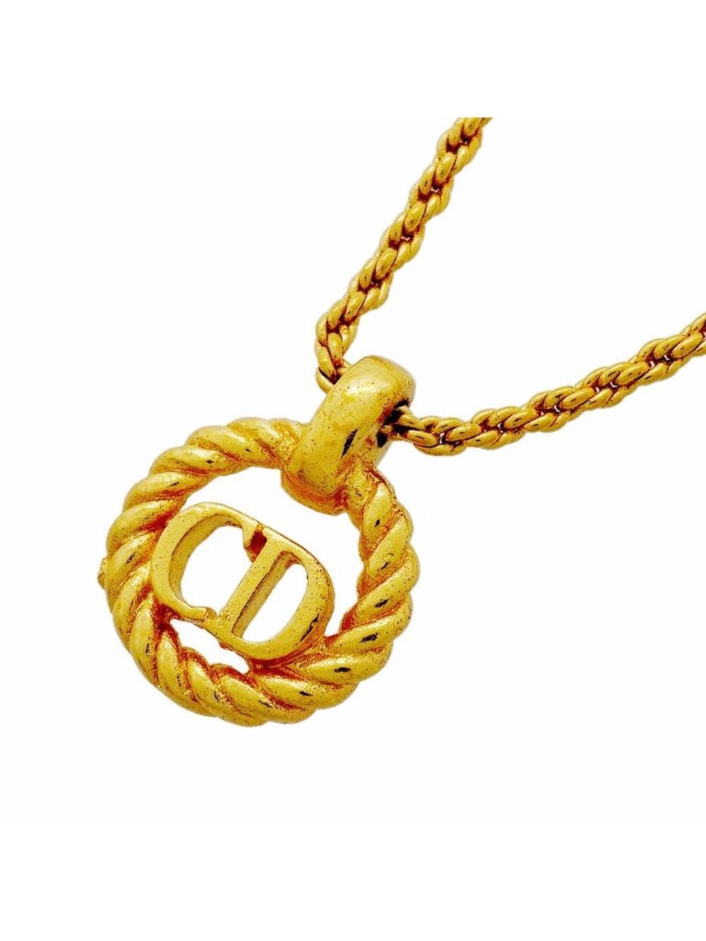 Dior Necklace CD Logo Round Circle Gold Plated